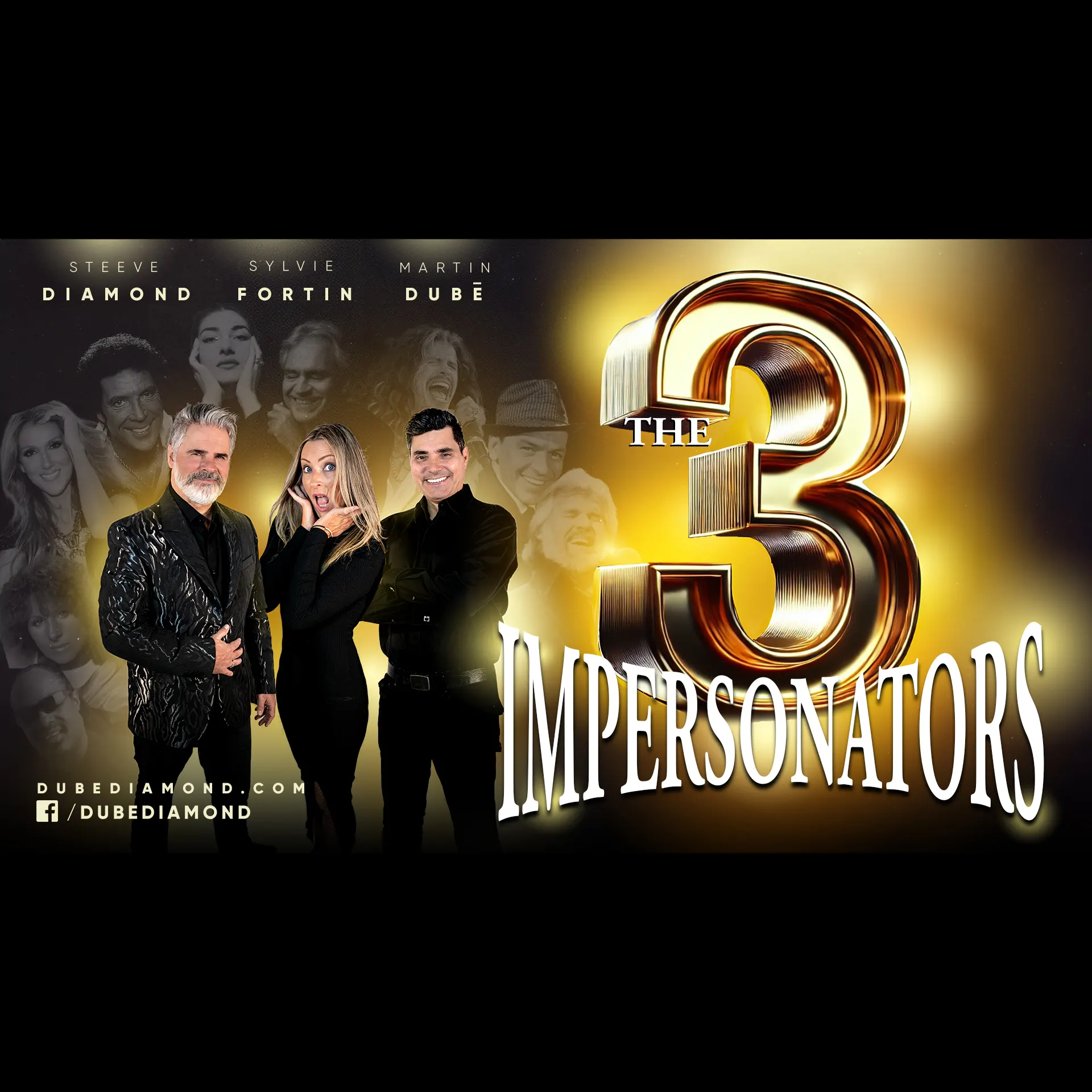 3 vocalists who sing like Celine Dion, Tom Jones, Andrea Bocelli, Aerosmith, & Barbra Streisand and MANY others all in one show! 60+ songs in 90 minutes!